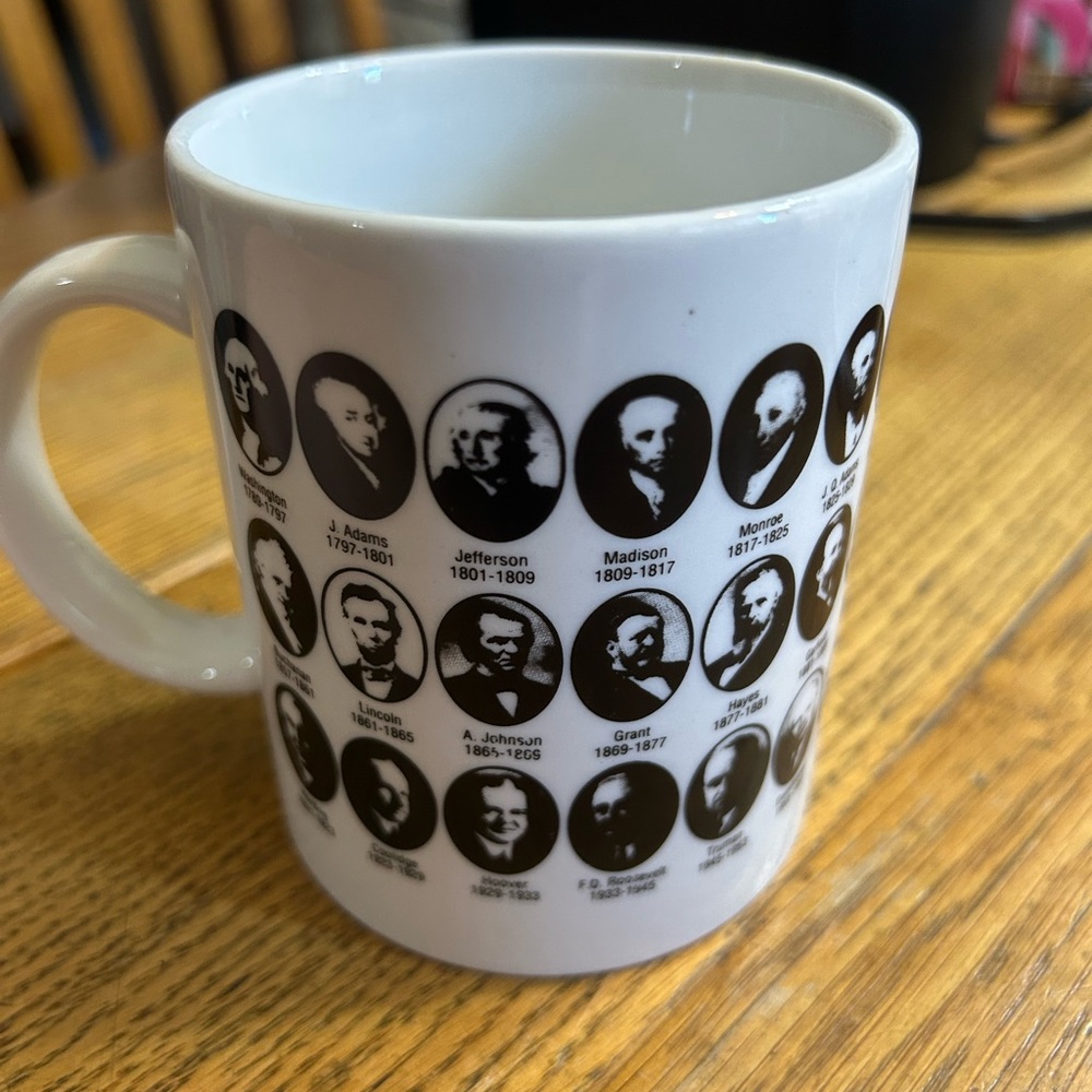 Hobby Lobby White and Black Presidents Mug